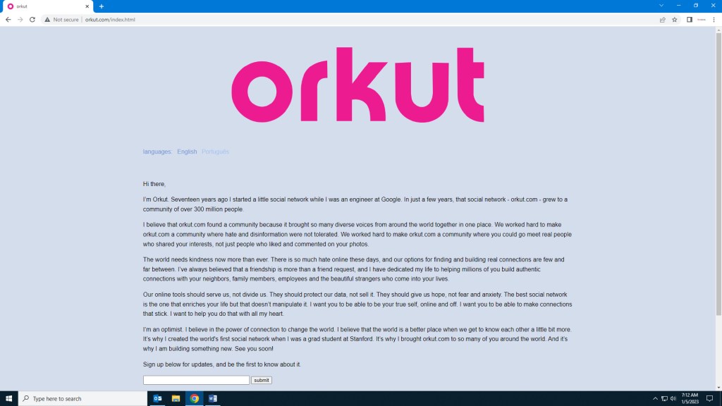 Orkut.com home page image